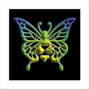 Wolf and butterfly 3d super soft blend drawing cute cool colorful Posters and Art